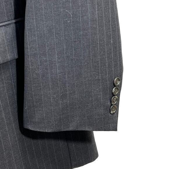 Ralph Lauren Wool Pinstripe Blazer Charcoal Gray 2 Button Heritage 50 - Picture 4 of 9